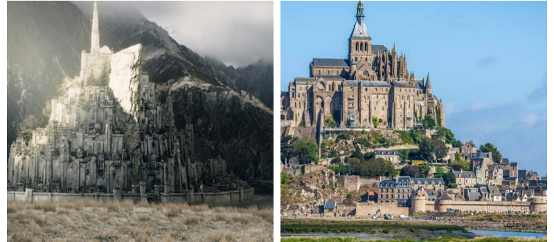 Comparação de Minas Tirith e Mont-Saint--Michel, na França. Se for visitar pernoite na torre do cemitério (dica esperta)